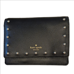 Kate Spade Black Leather Dina Sanders Wallet with Gold Studs